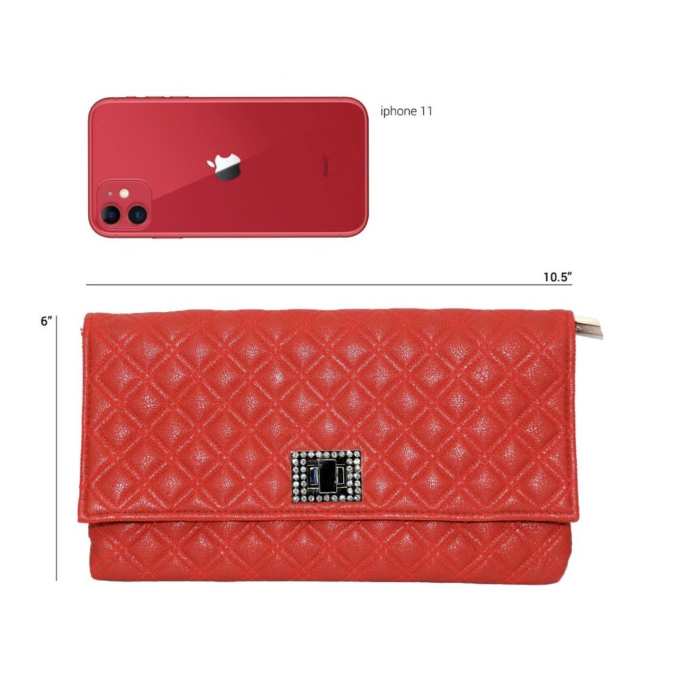 Red Cocobella Quilted Envelope Clutch | Evening Handbag | Purse